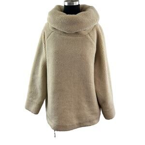 Mes Demoiselles Paris Beige Sherpa Fleece Turtle Neck Raglan Sleeve Pullover 2